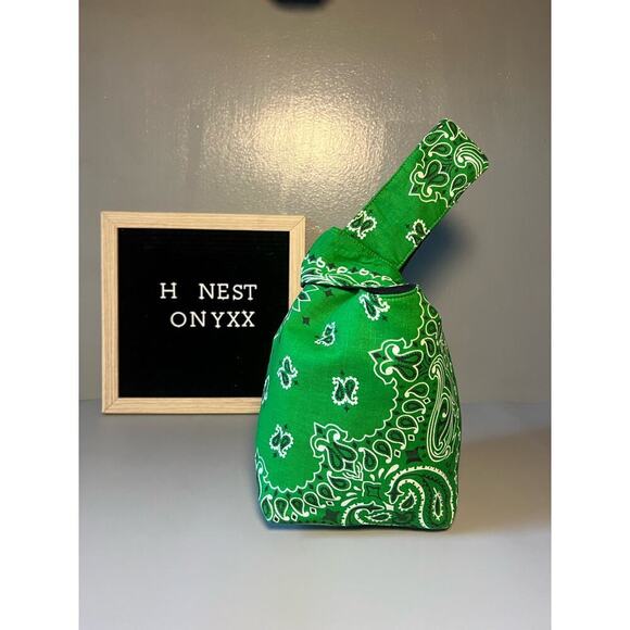Yaito green paisley knot bag
